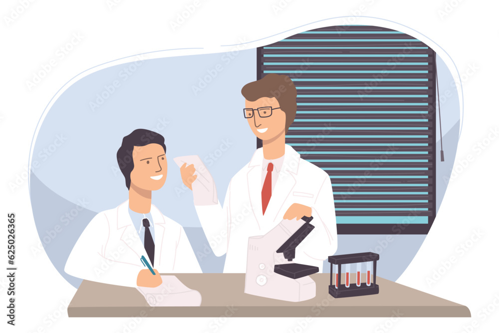 Team of medical workers or researchers in lab Team of medical workers or researchers in lab