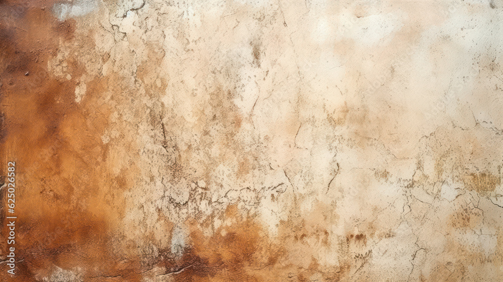 Vintage Concrete Wall with Light Brown Tonal Paint and Plaster