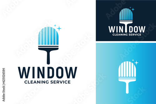 Window Squeegee Cleaner with Clear Glass for Home Apartment Real Estate Cleaning Service logo design