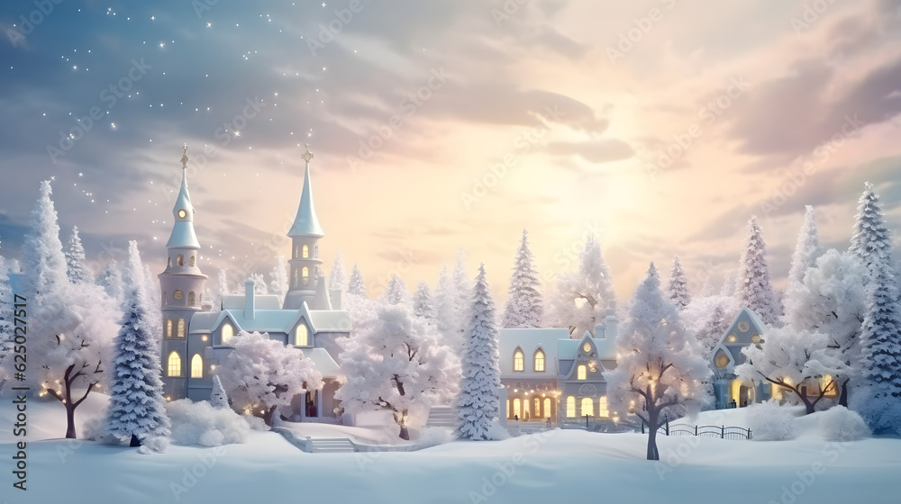 Snowy Christmas Village: Vintage Winter Wonderland - AI-Generated