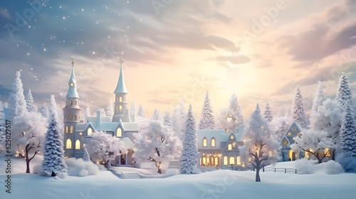 Snowy Christmas Village: Vintage Winter Wonderland - AI-Generated