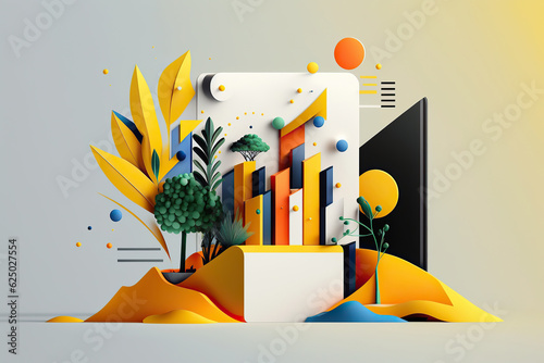 ai generated illustration minimalist Business and digital market