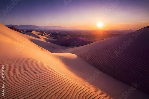 sunset in the sandy desert ai generated