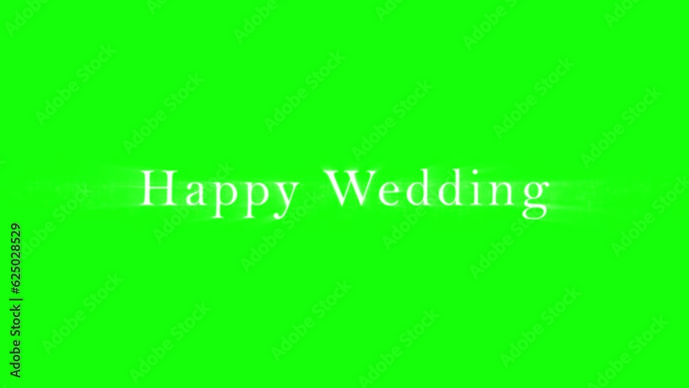 手書き風に表示されるシンプルなHappy Wedding グリーンバック背景 手書き風に表示されるシンプルなHappy Wedding グリーンバック背景