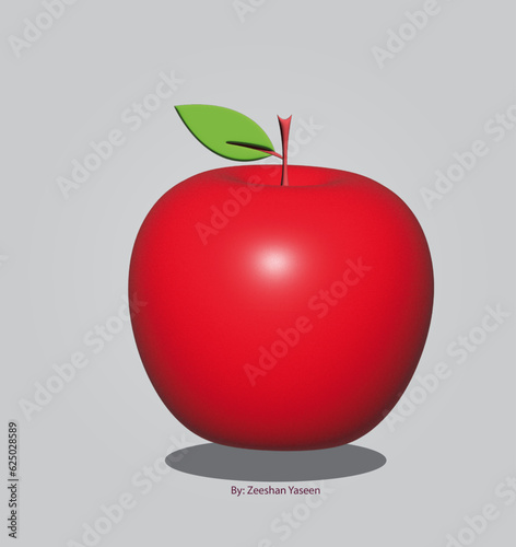 red apple with leaf