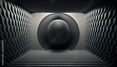 ai generated illustration moire pattrn of a three dimension room photo
