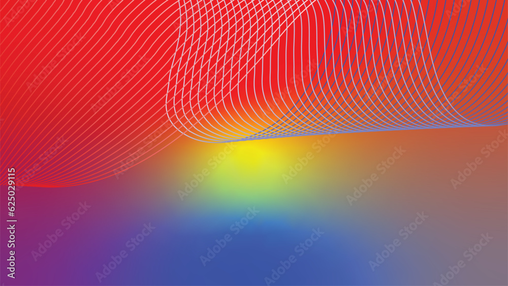 red yellow blue tech wavy lines gradient background Stock Vector ...