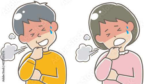 発熱してせき込む子供　男女