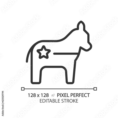 2D pixel perfect political party thin line icon, isolated vector illustration of political party logo.