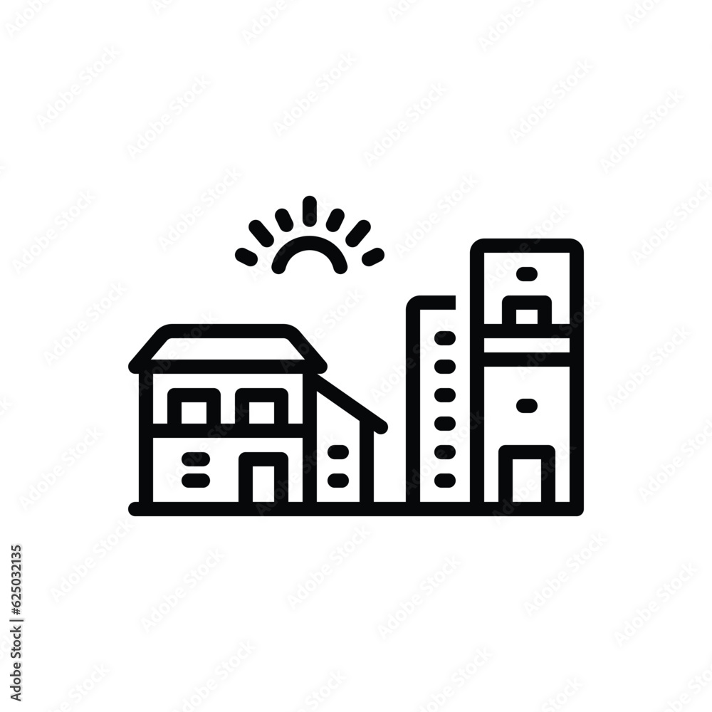Black line icon for residential 