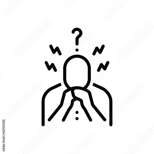 Black line icon for worried 