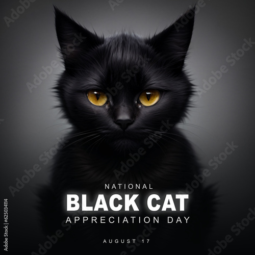 National Black Cat Appreciation Day background, Generative AI illustrations © Nengah