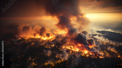 Fiery Desolation: Aerial Shots of a Massive Forest Fire