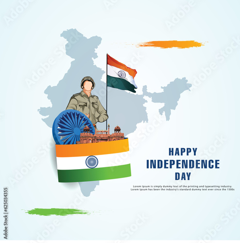 vector illustration of 15th August india Happy Independence Day concept 