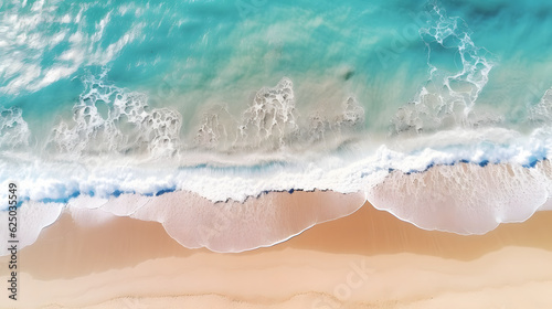 beautiful waves in summer with aerial view 