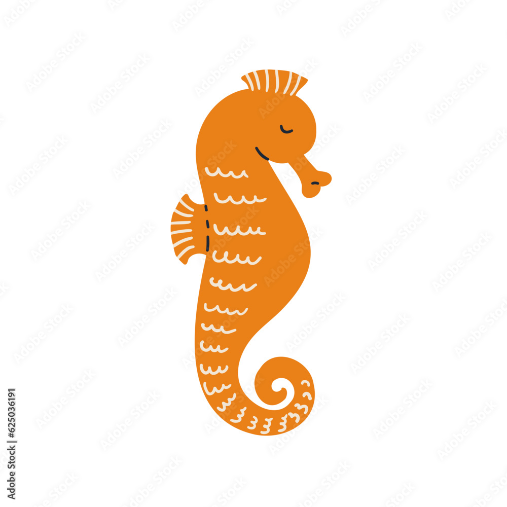 Fototapeta premium seahorse hand drawn in flat style. Vector illustration