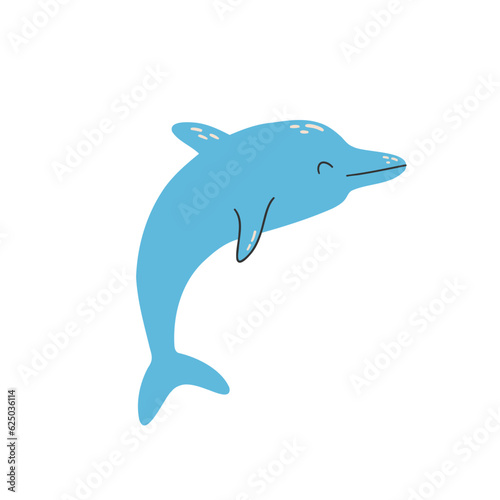 dolphin hand drawn in flat style. Vector illustration