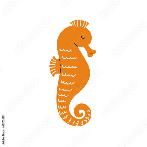 seahorse hand drawn in flat style. Vector illustration