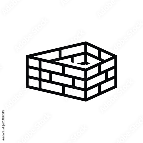 Black line icon for brick  