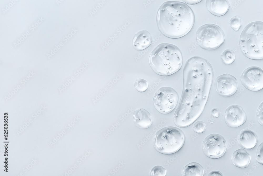 Drops of gel face serum top view. Abstract gel drops for design. Liquid gel moisturizer. Drops of gel face serum top view. Abstract gel drops for design. Liquid gel moisturizer.