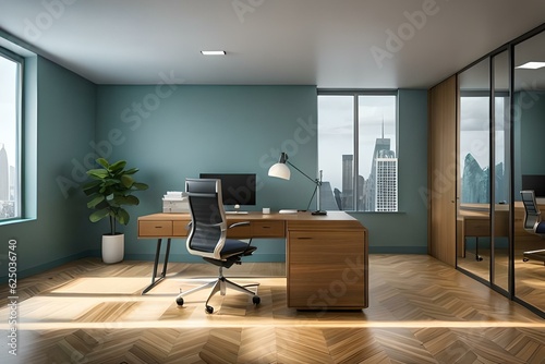 Beautiful office interior design generated by AI technology