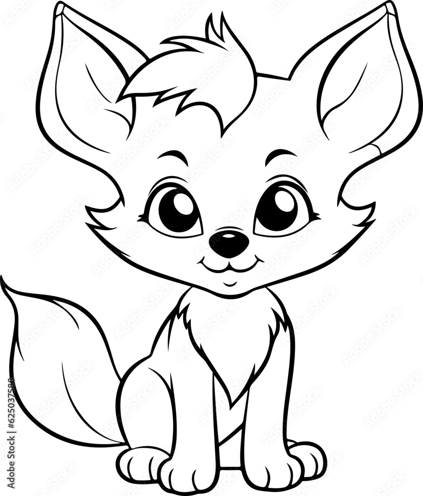 Cute fox cartoon coloring page