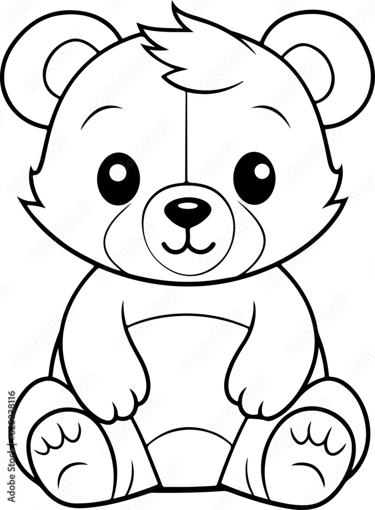 Naklejka premium Cute bear cartoon coloring page