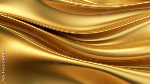 Abstract 3d render, gold background design, wavy surface generative ai