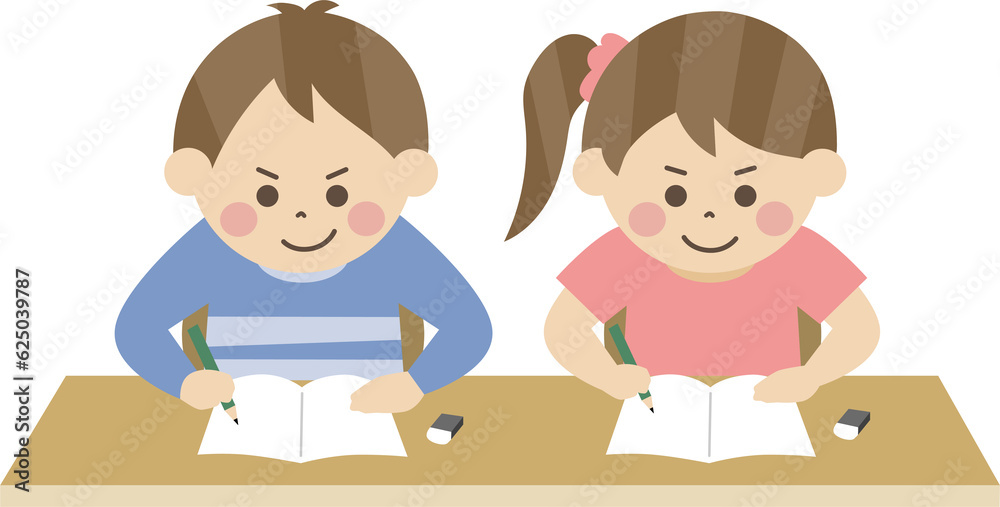 やる気になって勉強する子供たち やる気になって勉強する子供たち