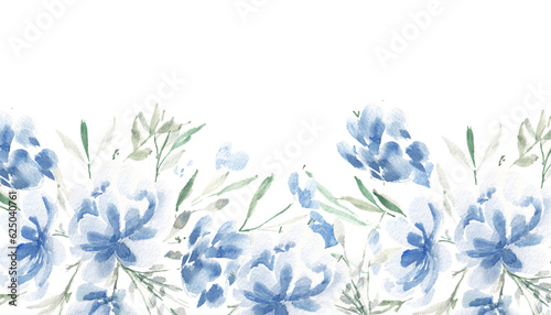 Blue Rose Watercolor Flower Background