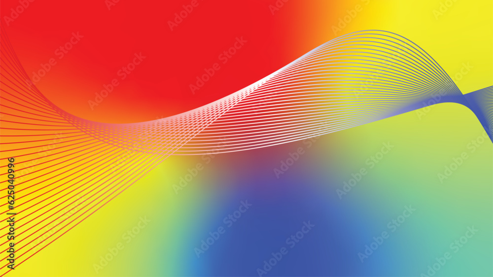 red yellow blue tech wavy lines gradient background Stock Vector ...