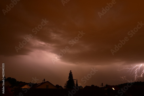 Lightning strikes to earth background germany