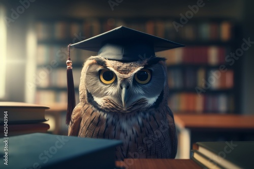 Owl graduation cap. Generate Ai