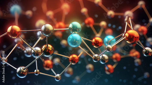 Molecules model. Molecular structure at the atomic level. Medical background