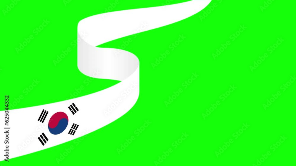 South korean ribbon banner flag background. Template for independence ...