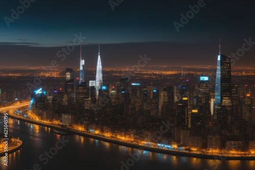 aerial view  night city view with night sky