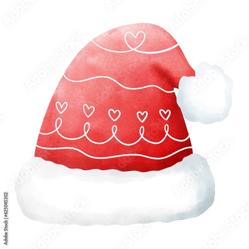 Festive watercolor red beanie hat illustration for christmas clipart.