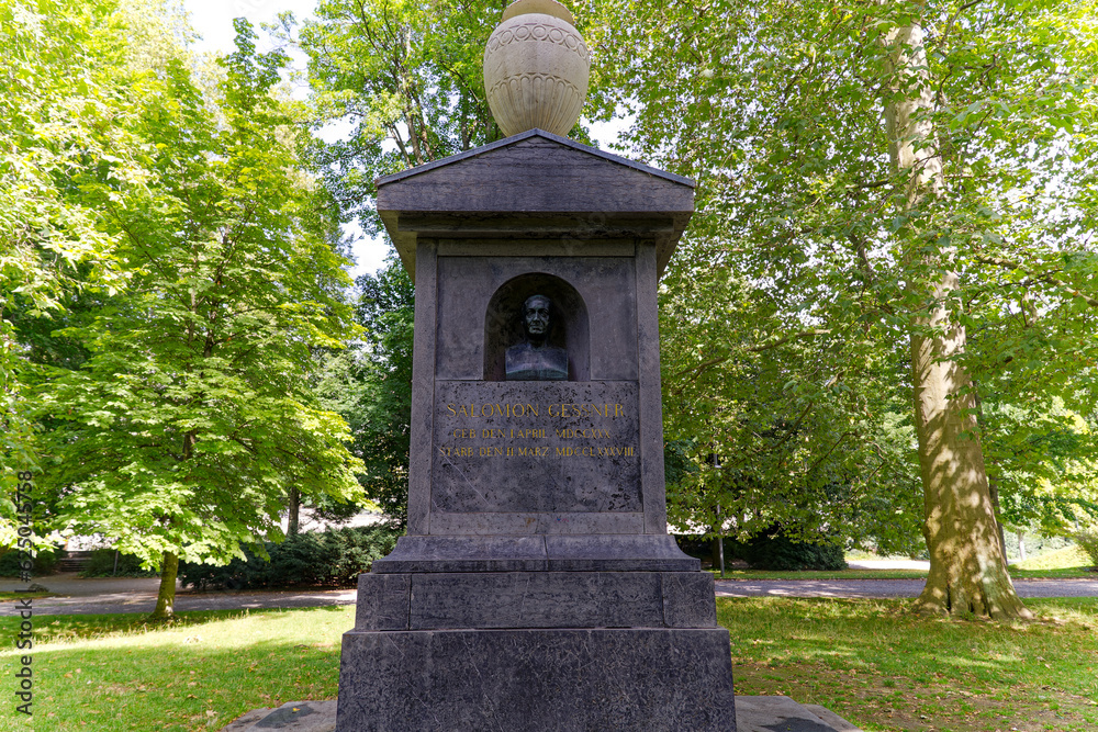 Bronze memorial bust of painter and graphic designer Salomon Gessner ...