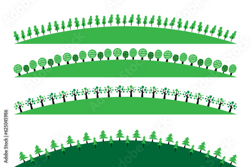 かわいいシンプルな北欧風の木の下部装飾。ベクターイラスト素材セット