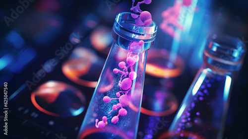 Laboratoty tests. Biochemical experiment concept. Biology or chemistry background photo