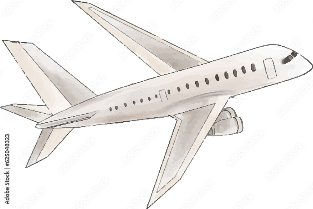 Airplane watercolor illustration