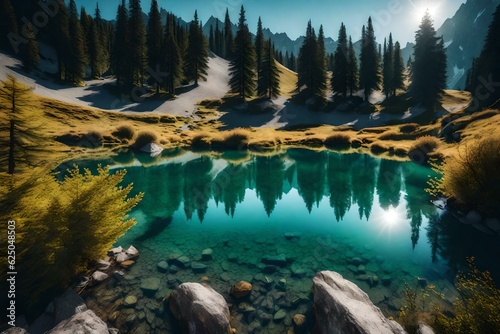 lake in the mountains generated ai