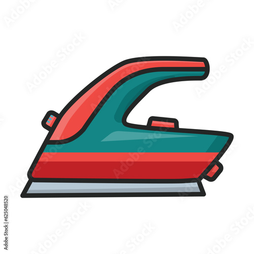Steam iron for home clothes vector cartoon icon.Color illustration of laundry appliance and hot steam iron.