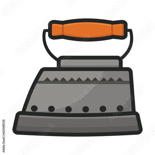 Steam iron for home clothes vector cartoon icon.Color illustration of laundry appliance and hot steam iron.
