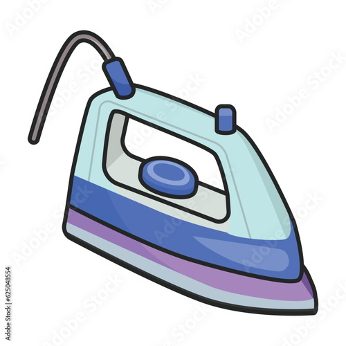 Steam iron for home clothes vector cartoon icon.Color illustration of laundry appliance and hot steam iron.