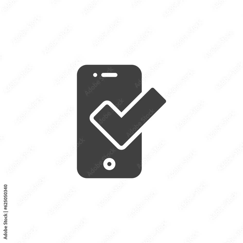 Cell Phone with check mark vector icon Cell Phone with check mark vector icon
