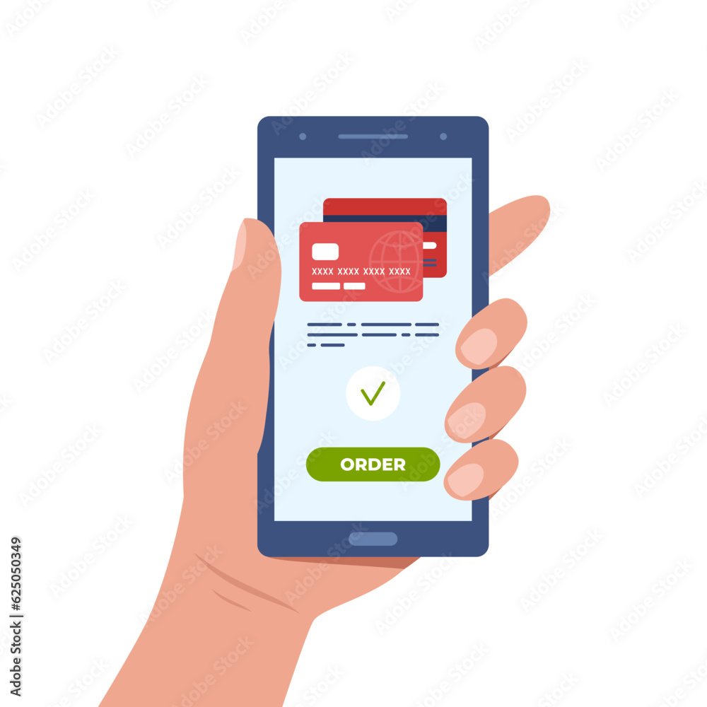 Money transaction online concept. Mobile payments using smartphone. Hand holding a mobile phone and credit card transfer on screen. Trendy flat style. Vector illustration. Money transaction online concept. Mobile payments using smartphone. Hand holding a mobile phone and credit card transfer on screen. Trendy flat style. Vector illustration.