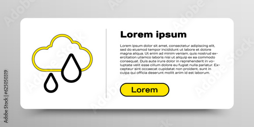 Line Cloud with rain icon isolated on white background. Rain cloud precipitation with rain drops. Colorful outline concept. Vector