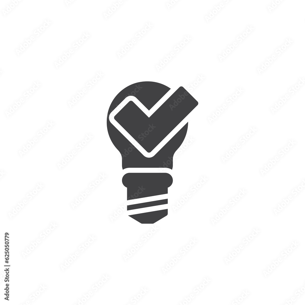 Fototapeta premium Lamp with check mark vector icon