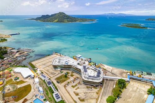 Obraz na płótnie Aerial of Bakauheni Port in Bandar Lampung w salonie
